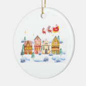 Kerstman Noordpool Kerstdorp Keramisch Ornament (Links)