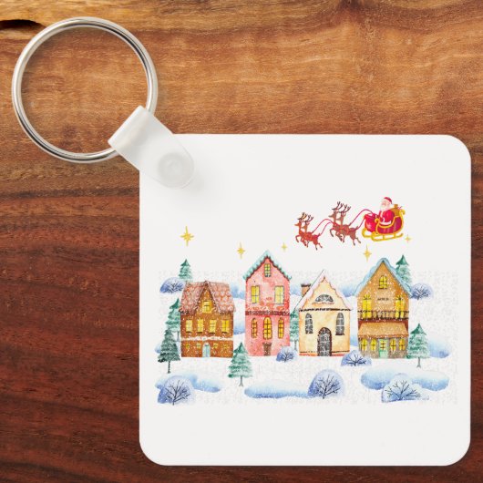 Kerstman Noordpool Kerstdorp Sleutelhanger (Voorkant)