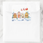 Kerstman Noordpool Kerstdorp Vierkante Sticker (Tas)