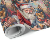 Kerstman Noorse Lundehund Kerst Kunst Cadeaupapier (Rol Hoek)
