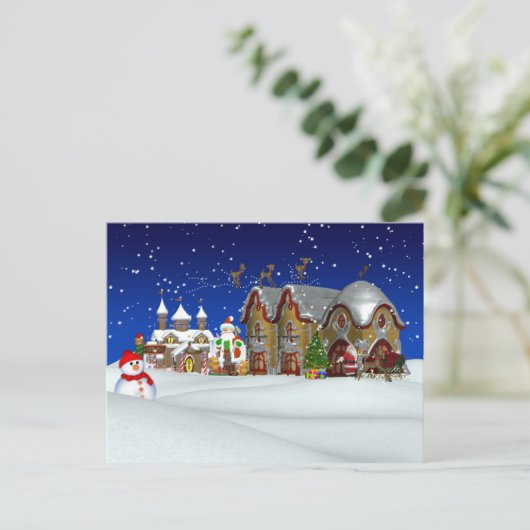 Kerstman North Pole Scenery Post Kaart (Staand voorkant)