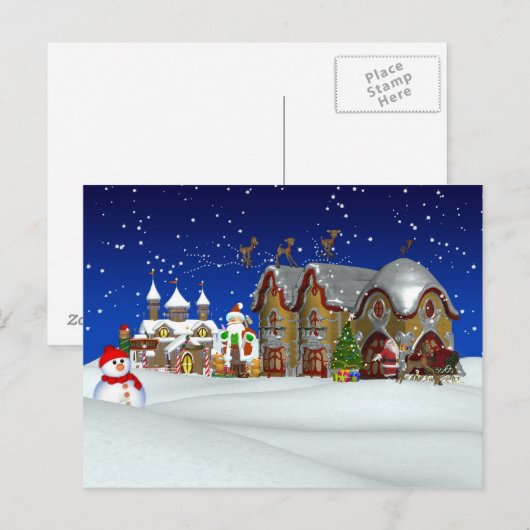 Kerstman North Pole Scenery Post Kaart (Voorkant / Achterkant)