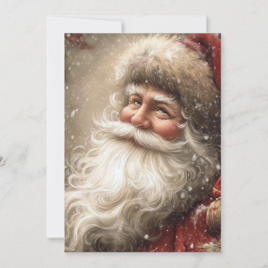 Kerstman Nostalgische Kerst Platte Stijl Kaart (Voorkant)