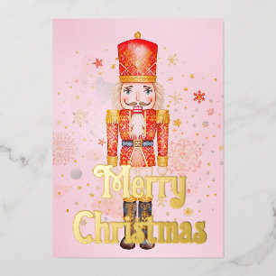 Kerstman notenkraker folie feestdagenkaart