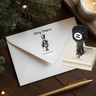 Kerstman Notenkraker Prettig Kerstfeest Rubberstempel