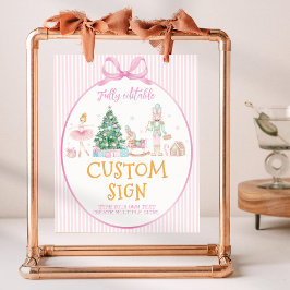 Kerstman Notenkraker Roze Strik Verjaardag Op Maat Poster