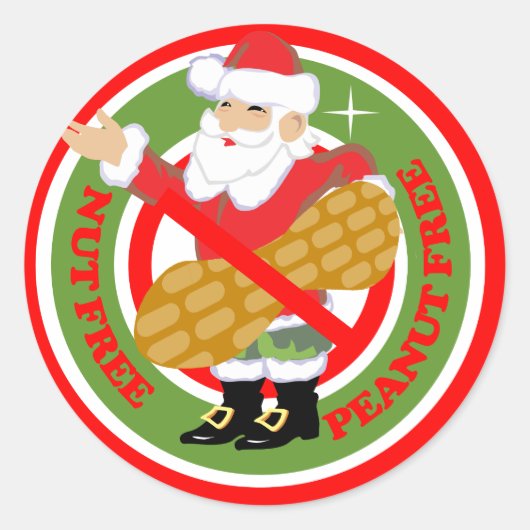Kerstman notenvrije pinda-vrije Stickers (Voorkant)
