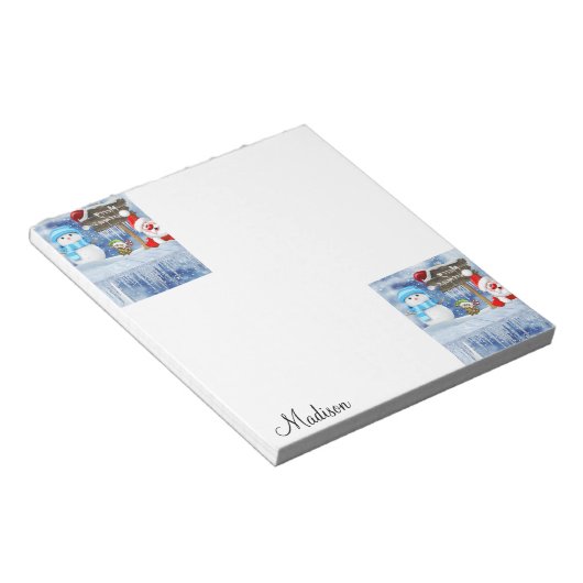 Kerstman Notitieblok Santa Snowman (Schuin)