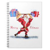 Kerstman Notitieboek Bodybuilder Santa met cadeaus (Voorkant)