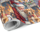 Kerstman Nova Scotia Duck Tolling Retriever Cadeaupapier (Rol Hoek)