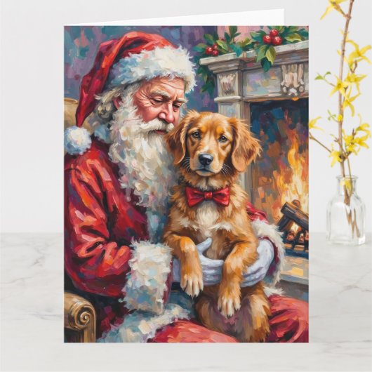 Kerstman Nova Scotia Duck Tolling Retriever  Kaart (Gele Bloem)