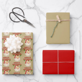 Kerstman Nr 2 Prettige Feestdagen Inpakpapier Vel