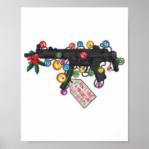 Kerstman nu heb ik een machinegeweer Ho-ho-ho Kers Poster