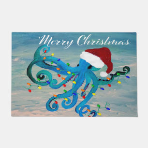 Kerstman octopus Kerst deurmat. Deurmat