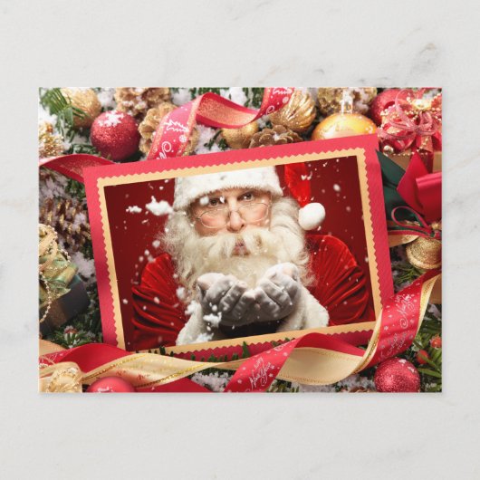 Kerstman of UW FOTO aangepaste kerstkaart Feestdagenkaart (Voorkant)