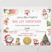 Kerstman Officiële Nice List Certificaat (Voorkant)
