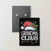 Kerstman Oma Kerstverlichting Pyjama Familie Match Button (Voorkant / Achterkant)