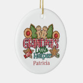 Kerstman Oma's helper voegt naambericht toe Keramisch Ornament (Rechts)