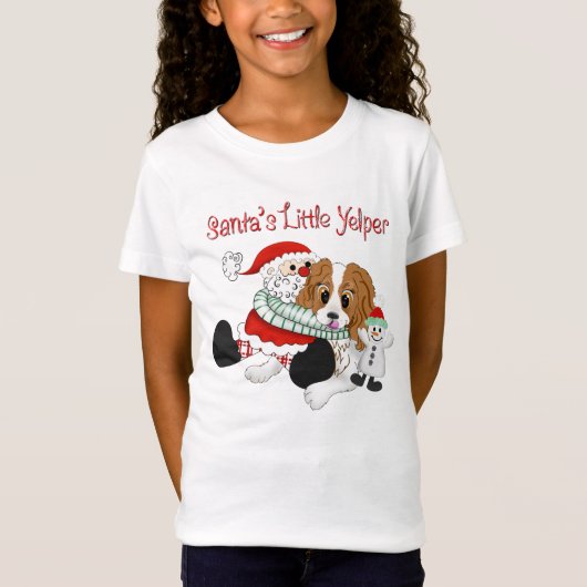 Kerstman omhelst Cavalier King Charles T-shirt (Voorkant)