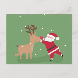 Kerstman omhelst Rudolph Briefkaart