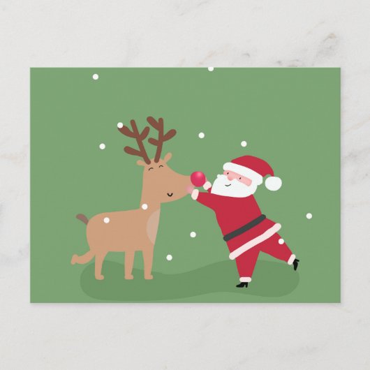 Kerstman omhelst Rudolph Briefkaart (Voorkant)