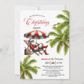 Kerstman onder een strandparasol kerstfeest kaart (Voorkant)