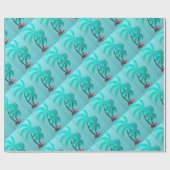 kerstman onder kokosnoot Palm Trees Cadeaupapier (Vlak)
