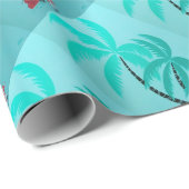 kerstman onder kokosnoot Palm Trees Cadeaupapier (Rol Hoek)