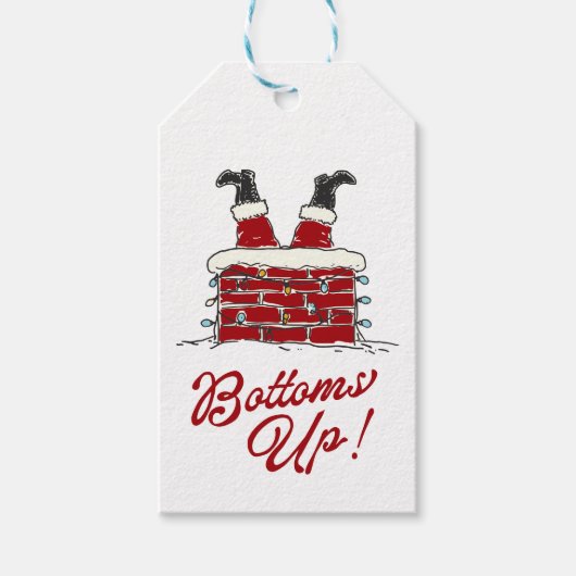 Kerstman Ondersteboven Grappige Kerst Wrap Accent Cadeaulabel (Voorkant)