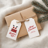 Kerstman Ondersteboven Grappige Kerst Wrap Accent Cadeaulabel