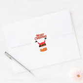 Kerstman Ondersteboven Ronde Sticker (Envelop)