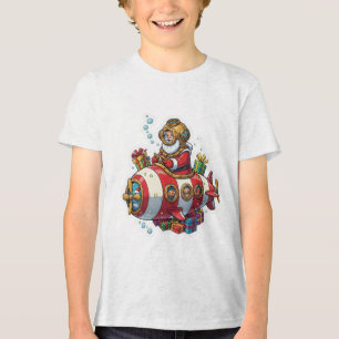 Kerstman onderzeeër Tri-Blend shirt