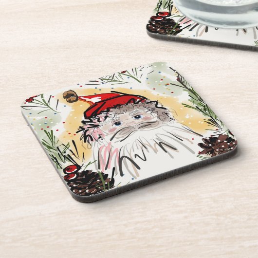 Kerstman Onderzetters (Set van Zes) (Linkerzijde)