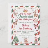 Kerstman Onederful 1e Verjaardag Kaart (Voorkant)