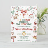 Kerstman Onederful 1e Verjaardagsfeest Kaart (Staand voorkant)