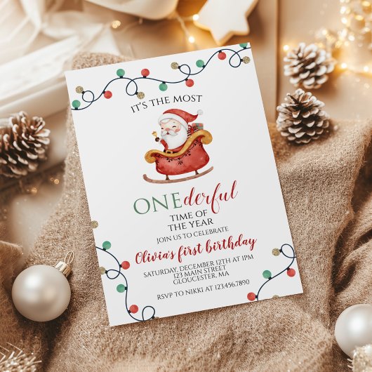 Kerstman Onederful Eerste Verjaardag Kaart
