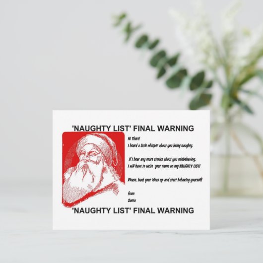 Kerstman - Ongehoorzame Lijst - Definitieve Feestdagenkaart (Staand voorkant)
