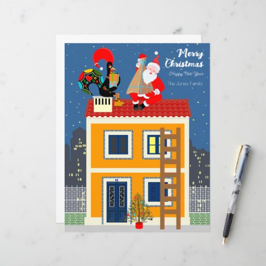 Kerstman ontmoet de Portugese Haan (Voorkant / Achterkant in situ)