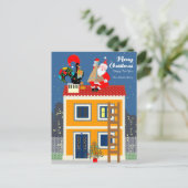 Kerstman ontmoet de Portugese Haan Briefkaart (Staand voorkant)