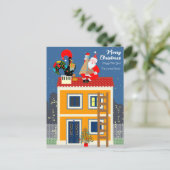 Kerstman ontmoet de Portugese Haan Briefkaart (Staand voorkant)