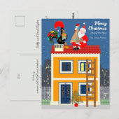 Kerstman ontmoet de Portugese Haan Briefkaart (Voorkant / Achterkant)
