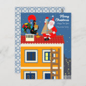 Kerstman ontmoet de Portugese Haan Briefkaart (Voorkant / Achterkant)