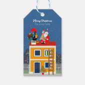 Kerstman ontmoet de Portugese Haan Cadeaulabel (Voorkant)