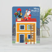 Kerstman ontmoet de Portugese Haan Kaart (Staand voorkant)