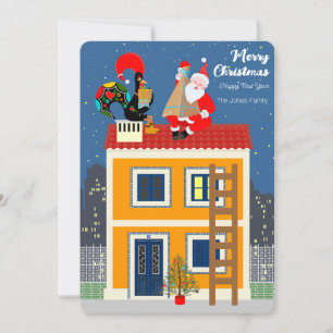 Kerstman ontmoet de Portugese Haan Kaart