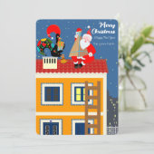 Kerstman ontmoet de Portugese Haan Kaart (Staand voorkant)