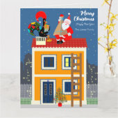 Kerstman ontmoet de Portugese Haan Kaart (Gele Bloem)