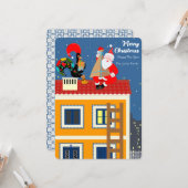 Kerstman ontmoet de Portugese Haan Kaart (Voorkant / Achterkant in situ)