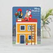 Kerstman ontmoet de Portugese Haan Kaart (Staand voorkant)