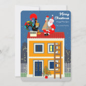 Kerstman ontmoet de Portugese Haan Kaart (Voorkant)